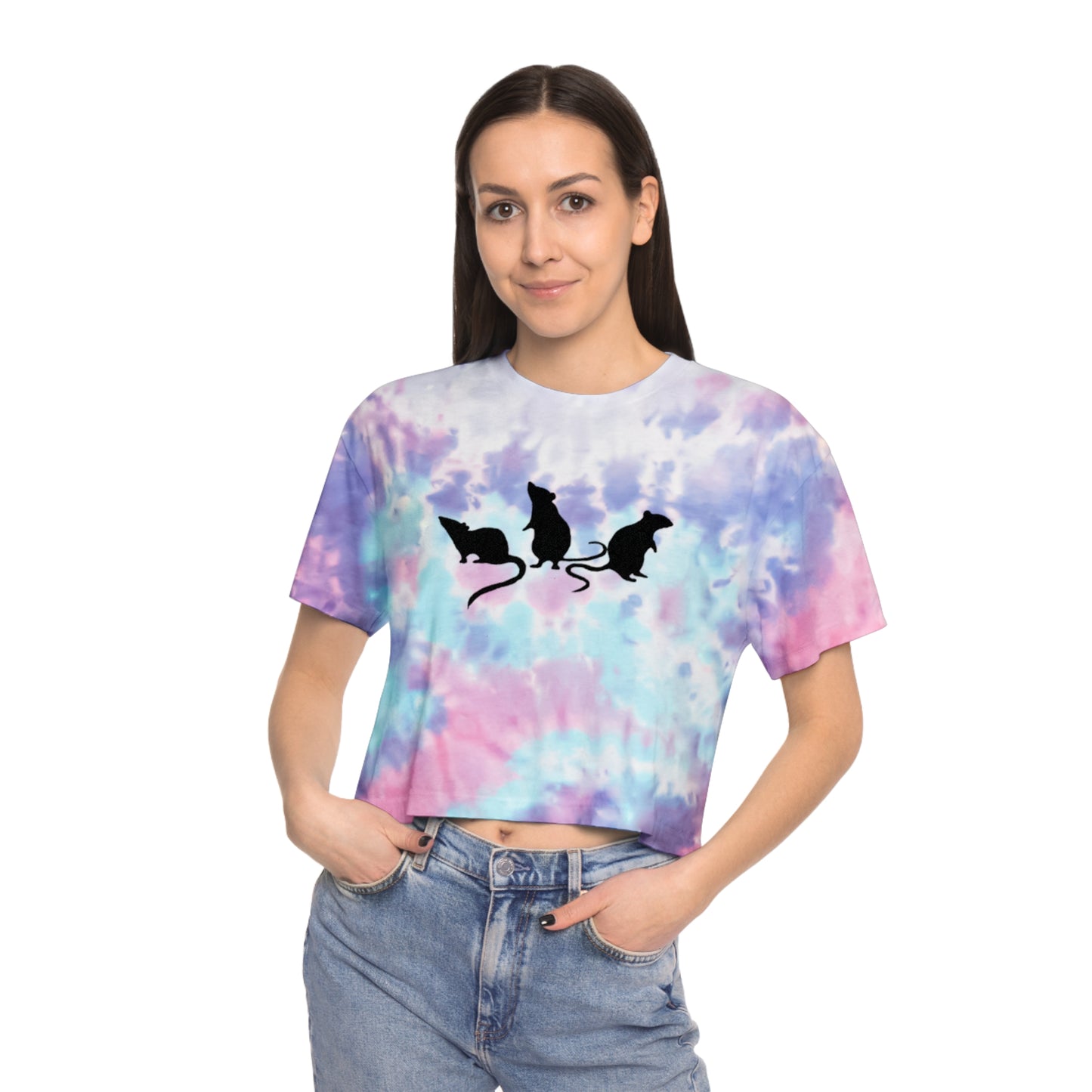 3 little rats Tie-Dye Crop Tee