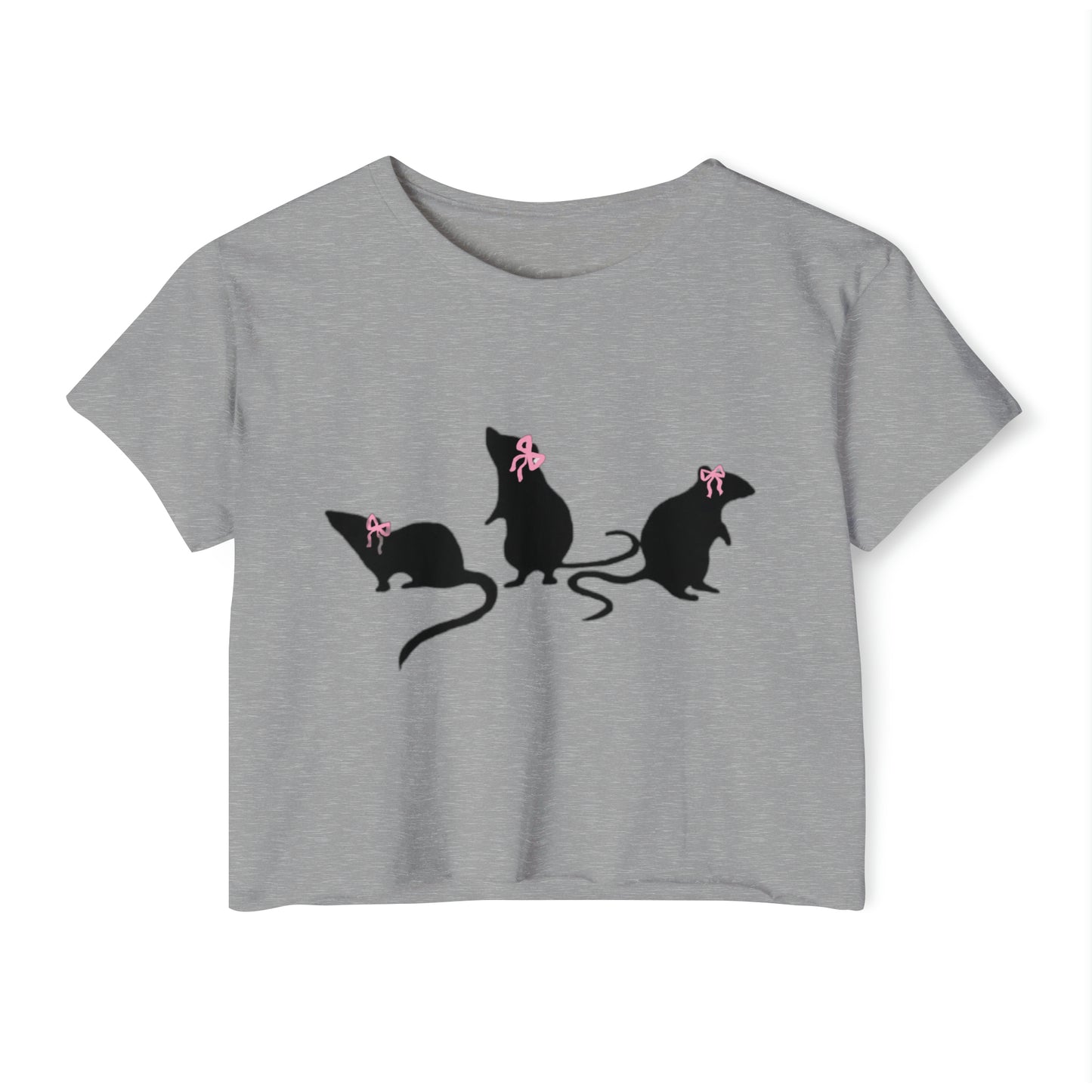 3 little rats with bows Crop Top