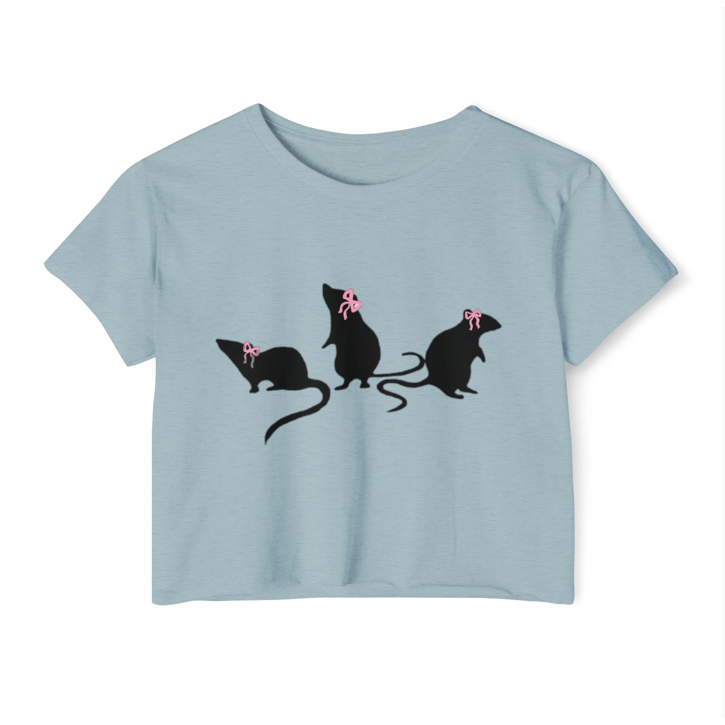 3 little rats with bows Crop Top