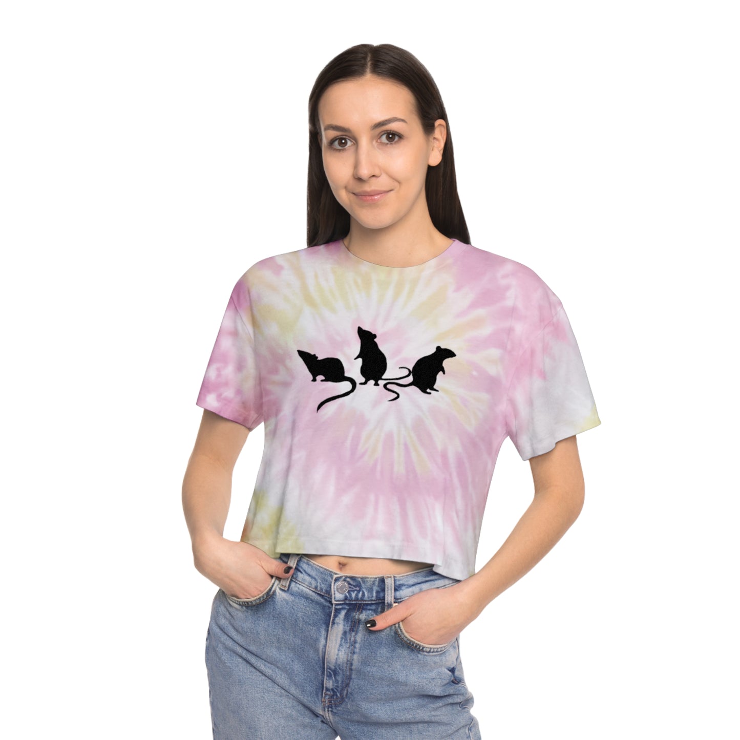 3 little rats Tie-Dye Crop Tee