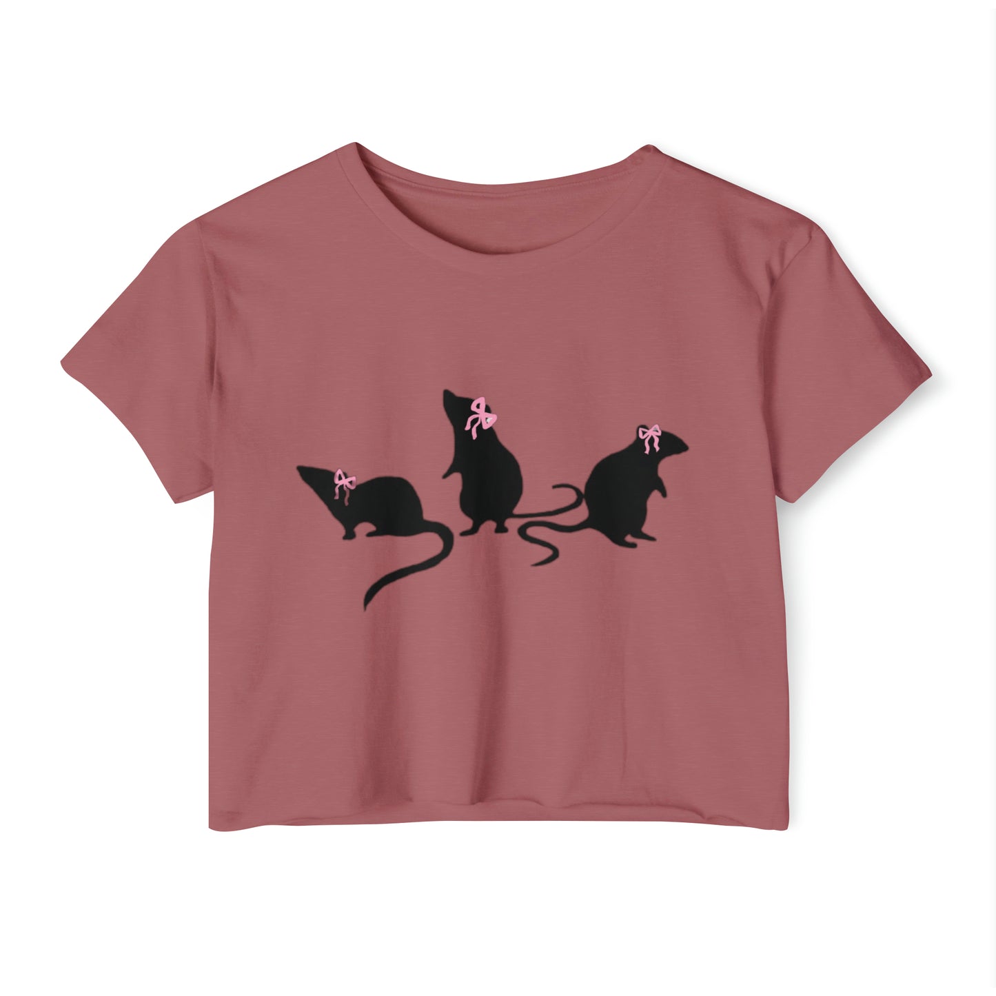 3 little rats with bows Crop Top